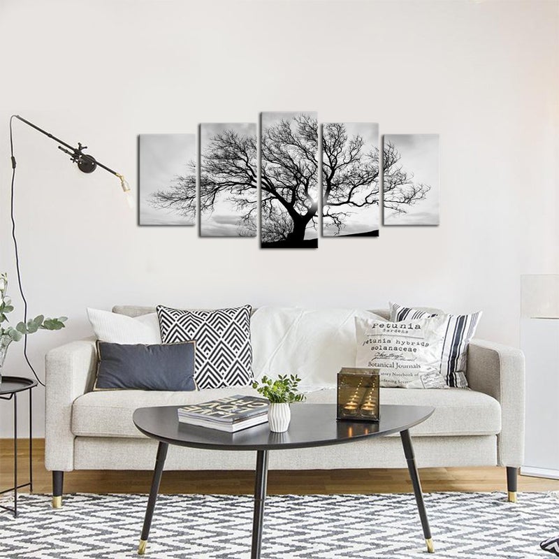 LevvArts Black and White Tree Canvas Wall Art Great Sunset Shot Pictures Print on Canvas Nature Winter Landscape Painting Modern Home Living Room Bedroom Decor - Image 5